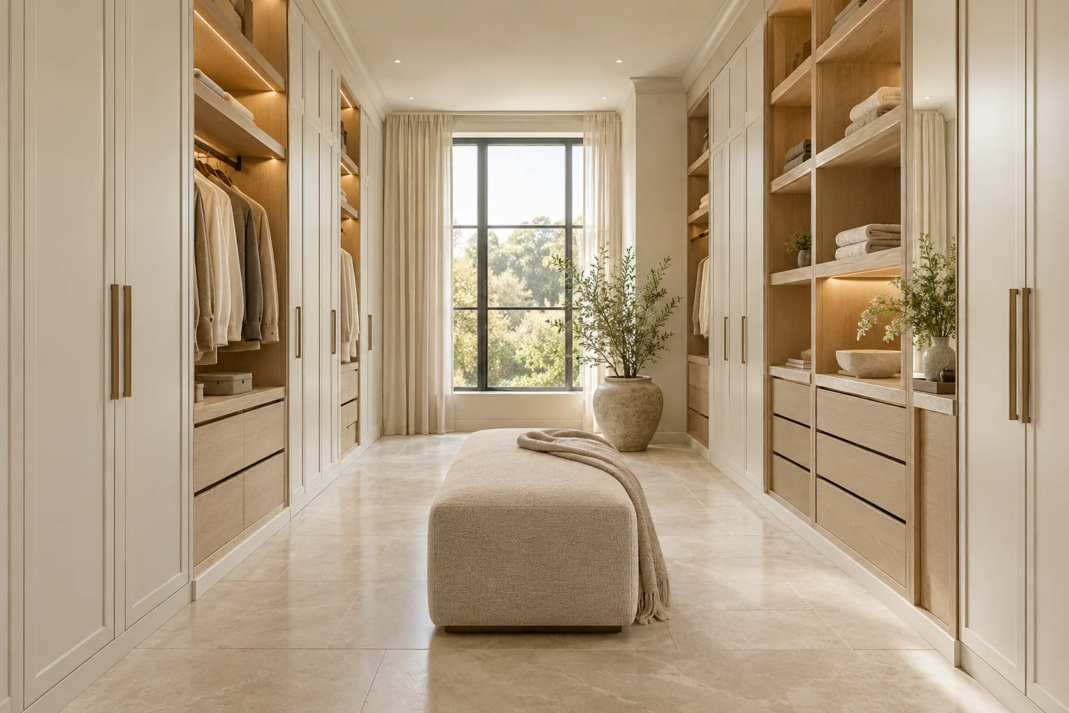 Vestidor contemporáneo con carpintería de líneas limpias